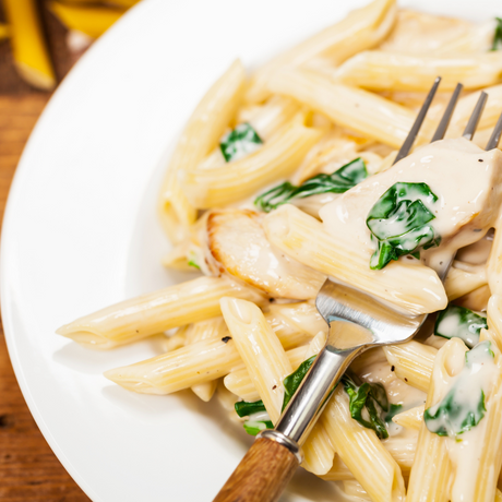 pasta met spinazie en kip